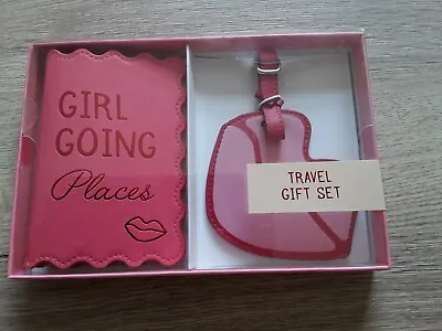 £7.99 • Buy Pink Passport Cover Slogan Girl Going Places & Lips Luggage Case ID Tag Label 