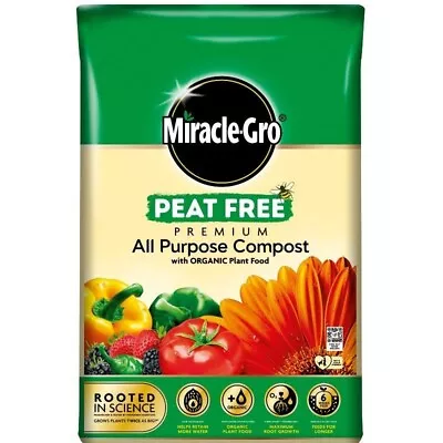 Miracle-Gro All Purpose Peat Free Compost Organic Plant Food Feed & Grow 40L • £12.99