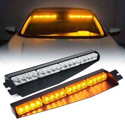 Xprite 2x LED Visor Strobe Light Bar Interior Sunshield Emergency Warning Amber • $75.39