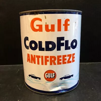 Vintage Gulf Oil (old Logo) Gulf Coldflo Antifreeze 1 Gallon Can (empty) • $24.95