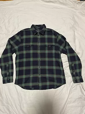 Lucky Brand Classic Fit Flannel Long Sleeve Shirt Men’s Size Large Green/blue • $12