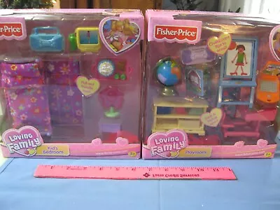 2 Nib Fisher Price Loving Family Playroom & Kids Bedroom Sets • $40