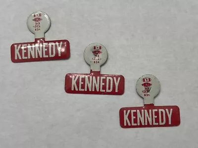 1960 John F. KENNEDY Lot 3 JFK Name Logo Tab Badge Style CAMPAIGN Pinback Button • $11.89