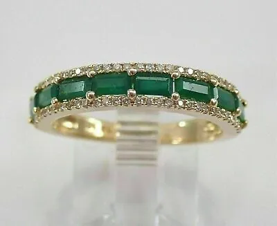 2Ct Baguette Cut Emerald & Diamond With Wedding Ring Band 14k Yellow Gold Finish • $89.99