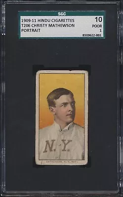 1909-11 T206 Christy Mathewson Brown Hindu Portrait SGC 10/1 Tough Combo. • $9999.99