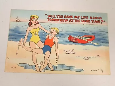$4.99 • Buy K123 Postcard Steins Mille Lacs Lake MN Minnesota Woman Lifeguard Saving Boy Man