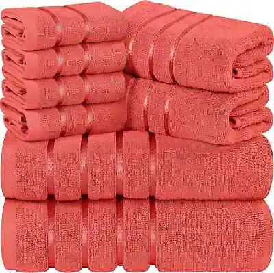 8 Pc Bath Linen Sets Viscose Stripe 600 GSM Ring Spun Cotton Towel Utopia Towels • $172.74