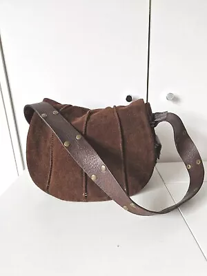 Billy Bag Ladies Brown Suede Leather Shoulder Bag With Leather Handle • £25