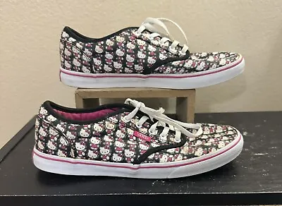 Vans Hello Kitty Collab Sneakers Black Pink White Womens Size 6 • $30