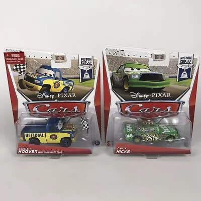 Disney Pixar Cars Piston Cup CHICK HICKS + DEXTER HOOVER W/ Checkered Flag LOT • $12.50