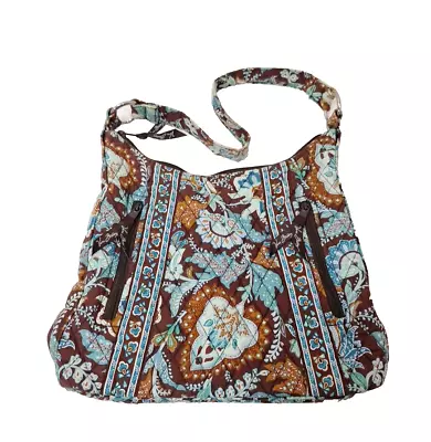 Vera Bradley Java Brown & Blue Paisley Shoulder Bag Tote Purse (Retired Pattern) • $17.99