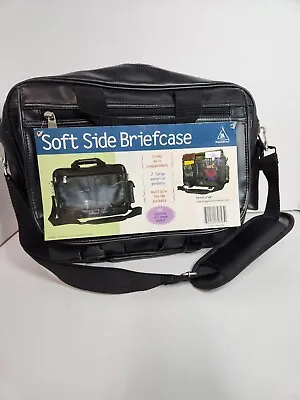 Plan Ahead Laptop Briefcase Soft Side Black Pleather / Vinyl NEW With Tag.  • $22