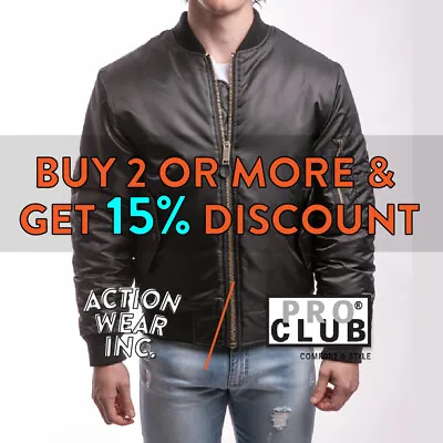 $40.99 • Buy Proclub Pro Club Mens Plain Bomber Jacket Heavyweight Full Zipper Flight Jacket