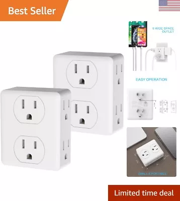 6-Outlet Wall Plug Adapter - Compact Design For Home Office Dorm - White 2 Pack • $32.99