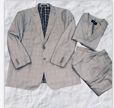 Statement Italy Confidence Exclusive 3 Piece Suit Gray/Taupe Super 150s 46R 40W • $74.98