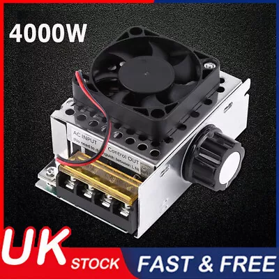 4000W Motor Speed Control Controller 110V-220V AC SCR Variable Voltage Regulator • £11.89