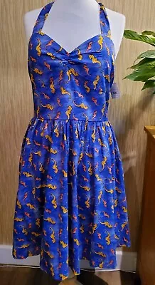 Lindy Bop Vintage- Retro Dress LORELEI BLUE SEAHORSES NEW Size 18 • £19.99