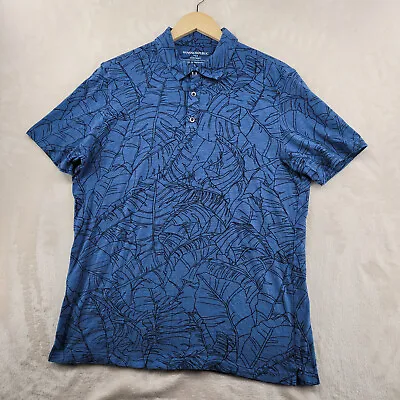 Banana Republic Vintage Men Size L Blue Floral Cotton Short Sleeve Polo Shirt • $24.99