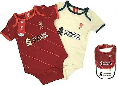 LIVERPOOL FC BABIES FOOTBALL KIT BODY PRAM SUIT BABY GROW VEST X 2 LFC • £17.95