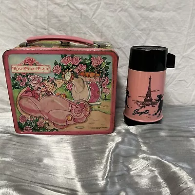 Vintage Rose Petal Place 1983 Aladdin Metal Kirschner Lunch Box W/ Thermos • $9.99