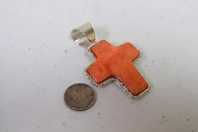 Jay King DTR Cross Coral Sterling Silver Large Pendant For Necklace • $69.99