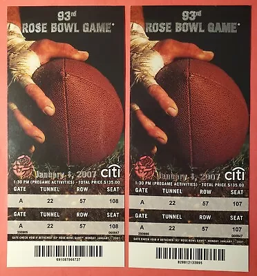 Lot 2- 2007 January 1 Rosebowl USC Vs Michigan Ticket Stub • $49.99