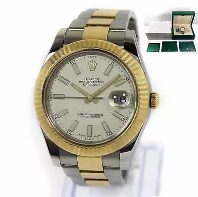 Rolex Datejust II 116333 41MM White Dial Fluted Oyster Box Booklets • $10600