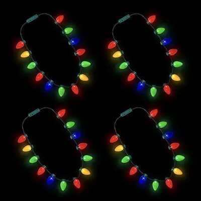 LED Light Up Christmas Necklace Party Favors 4 Pack 13 Bulbs - LED Necklace • $9.45