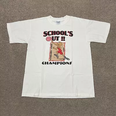 Vintage Gildan Schools Out Basketball Champions T Shirt Mens Large White Y2K • $8.95