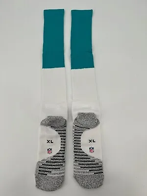 2018 Miami Dolphins Team Issued Nike Aqua/white Nfl Game Socks New Size Xl • $7.99