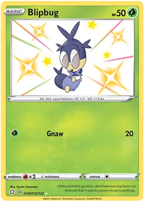 Shiny Blipbug Sv007/sv122 Shining Fates Pokemon (holo Nm) • $2.45