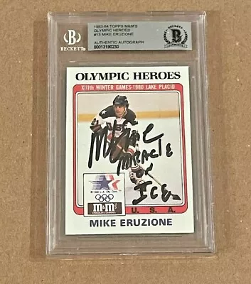 Mike Eruzione Signed 1983-84  Topps M&m Olympic Heroes Beckett Bas • $74.26