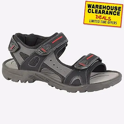 PDQ Creek Mens Casual Walking Outdoor Adjustable Sports Sandals Black • £16.99