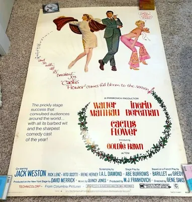 Cactus Flower Movie Poster Ingrid Bergman Goldie Hawn   *Hollywood Posters* • $95