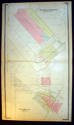 City Of New Baltimore Antique Plat Map 1895 Macomb County Michigan New Haven • $32.50