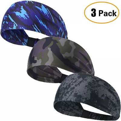 3 Pack Workout Headbands Sweat Bands Sports Head For Running Cycling Basketball • $11.99