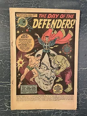 Marvel Feature #1 The Defenders 1971 1st Appearance Coverless MCU Hulk Strange • $14.99