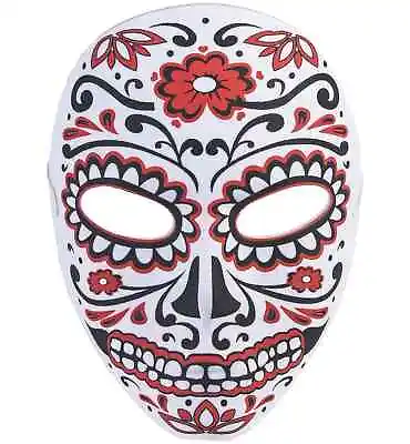 Day Of The Dead Red Black Florals Sugar Skull La Catrina Women Costume Mask • $28.45