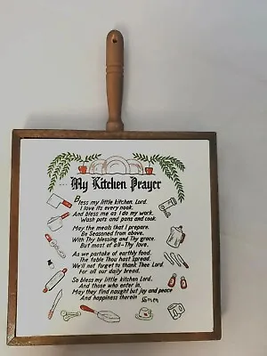 Vintage Kitchen Trivet Tile With Saying 6” Kitchen Prayer Made In Japan MG • $13.99