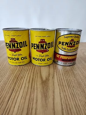 Vintage PENNZOIL Motor Oil Cans Quart Lot Of 3 Gas Station Advertising Auto • $18