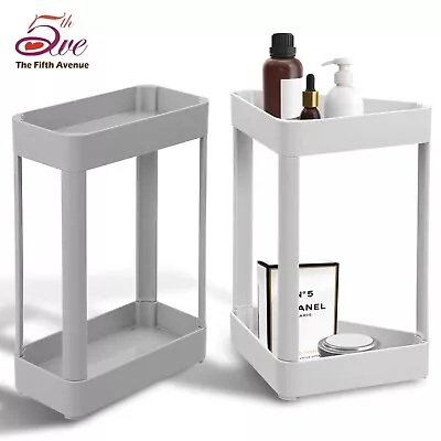 2 Tier Shelf Organiser Corner Rack Kitchen Pantry Bathroom Plastic Storage Caddy • $17.95