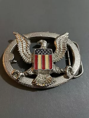 Men’s American Eagle 13 Stars Belt Buckle Silver Tone Red White & Blue  • £17.50