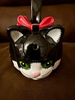 Vintage Black Metal Whimsical Kitty Cat Whistling Tea Kettle By Via Ancona 1995 • £38.92