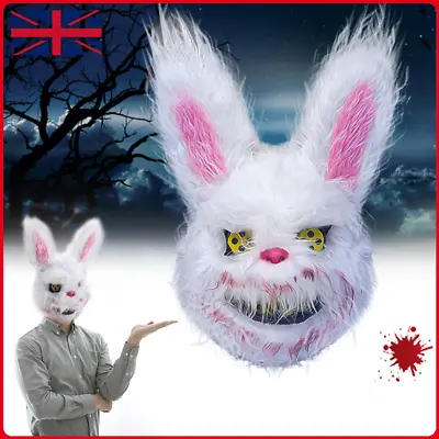 Halloween Masquerade Bloody Plush Rabbit Mask Costume Party Cosplay Props • £6.90