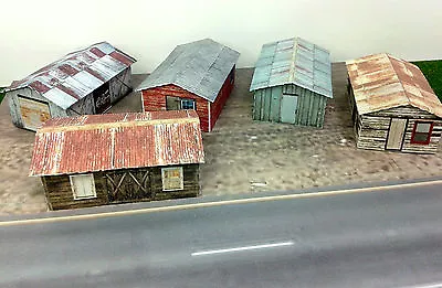 N Scale Buildings - (5) Weathered Sheds  Cardstock Kit Set • $8.82