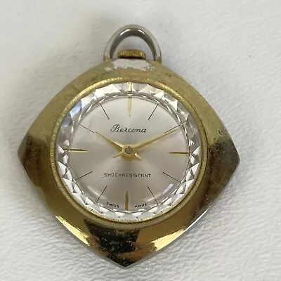 Vintage Bercona Pendant Necklace Watch Women Gold Tone Manual Wind Up No Chain • $21.24