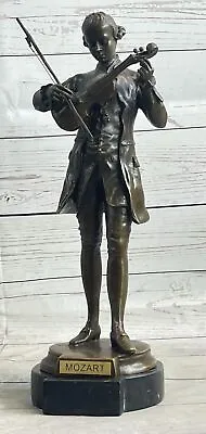 Musician's Delight Mozart Violinist Bronze Sculpture Signed By Cesaro • $299.40