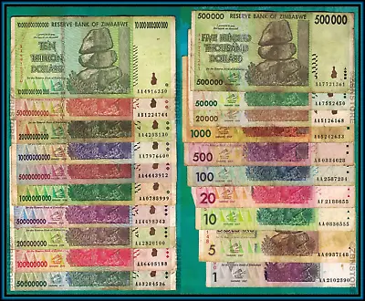 1 - 10 Trillion Dollars Zimbabwe Set 20 Different Banknotes +50000 Dong Viet Nam • $84.99