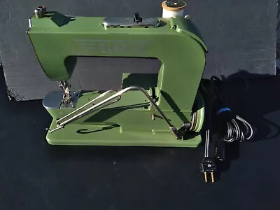 Vintage 1950 Swiss ELNA #1 Green GRASSHOPPER Sewing Machine WORKS! • $150