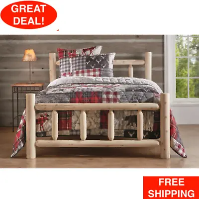 Rustic Cedar Log Bed Queen Size Solid Wood Cabin Lodge Sleep Bedroom Furniture • $549.99